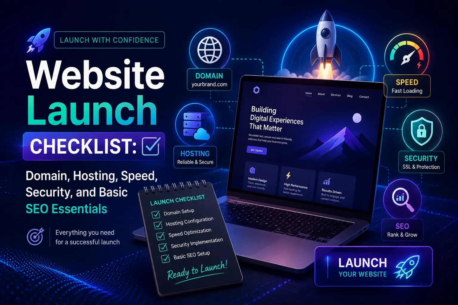 Website Launch Checklist: Domain, Hosting, Speed, Security, and Basic SEO Essentials